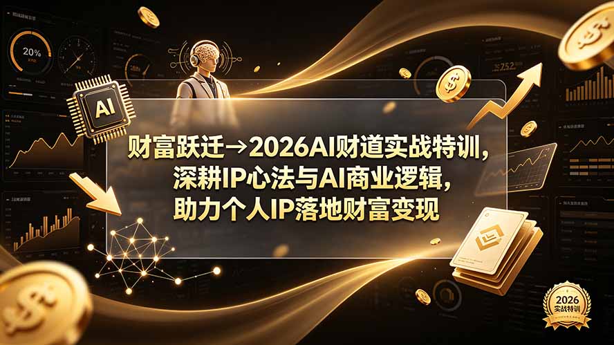 财富跃迁→2026AI财道实战特训，深耕IP心法与AI商业逻辑，助力个人IP落地财富变现-小酒源码