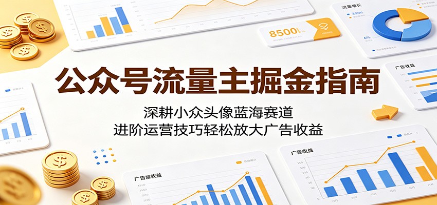 公众号流量主掘金指南：深耕小众头像蓝海赛道，进阶运营技巧轻松放大广告收益-小酒源码