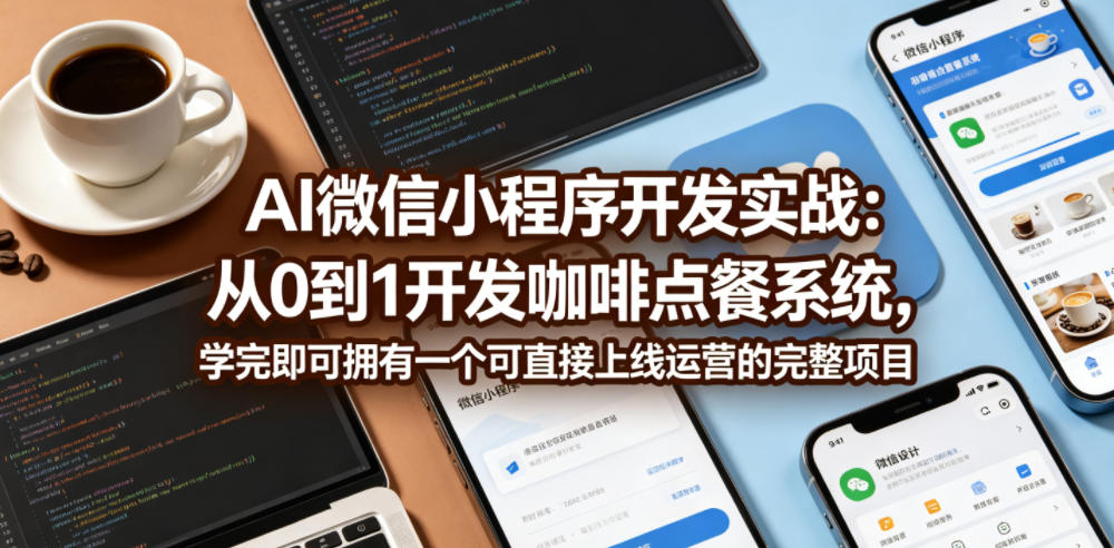 AI微信小程序开发实战：从0到1开发咖啡点餐系统，学完即可拥有一个可直接上线运营的完整项目-小酒源码